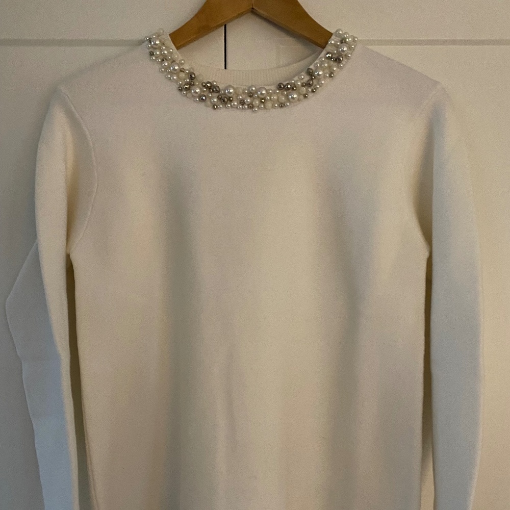 Ladies Angeleye Pearl Beaded Neckline Sweater - As New